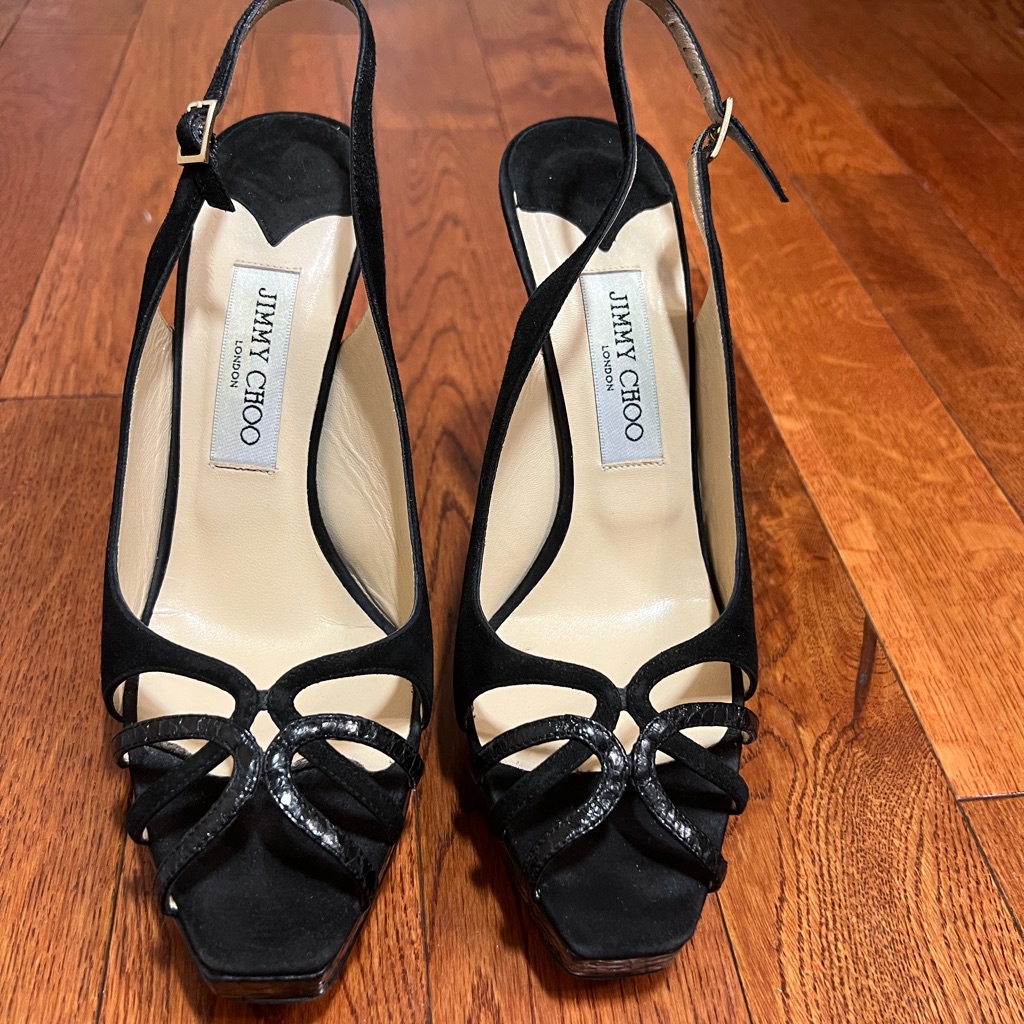 Jimmy Choo Black Leah Slingbacks Size 39.5